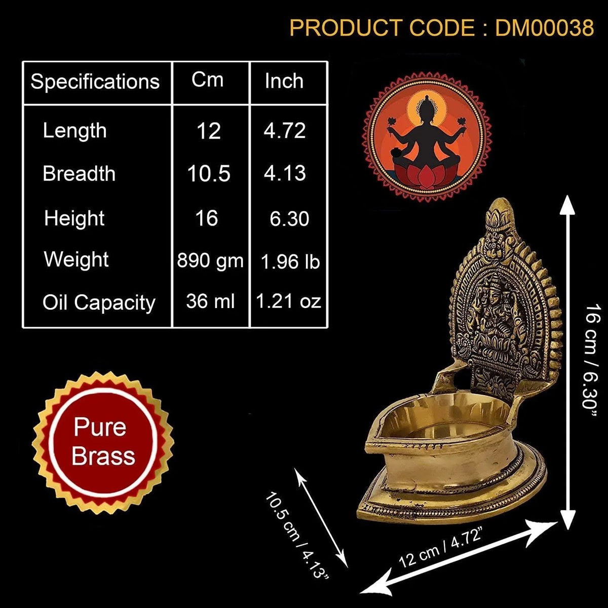 Brass Sri Kamatchi Amman Vilakku - ArtyCraftz.com