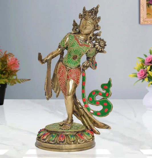 Brass Standing Tara Devi Statue-ArtyCraftz.com