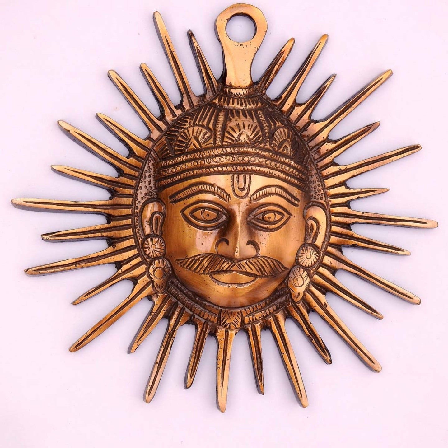 Brass Sun Face Wall Hanging in Dual Finish for Home Decor and Gifting 16 x 3 x 16 Cm - ArtyCraftz.com