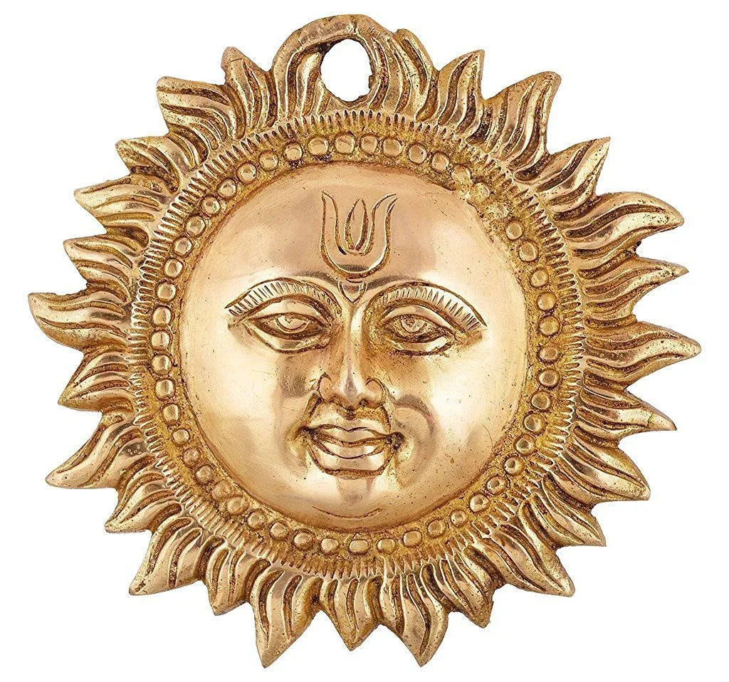 Brass Surya Devta Wall Hanging Home Decor Gifting 6 Inches Height - ArtyCraftz.com