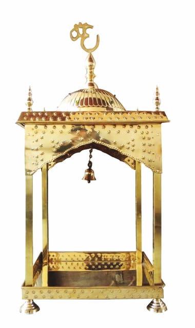 Brass Temple With Round Dome and Bell-ArtyCraftz.com
