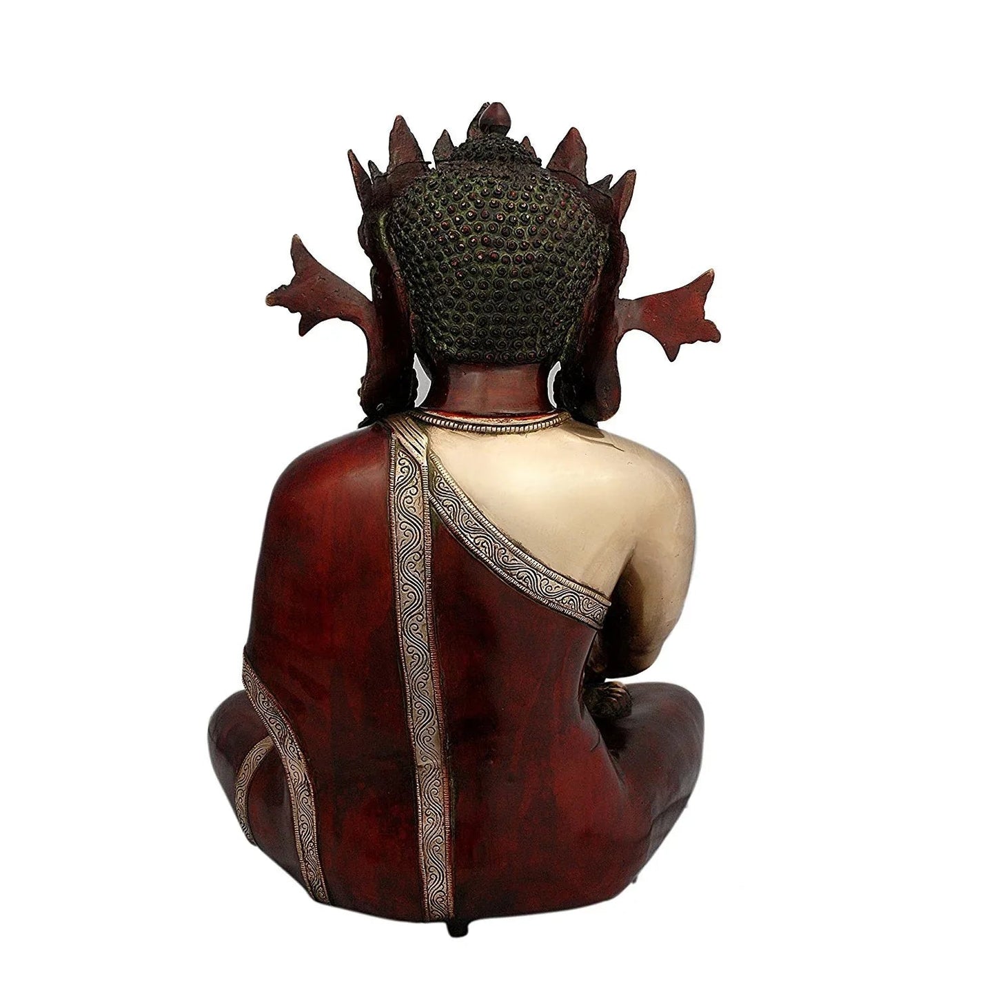 Brass Buddha in Bhumi Sparsha Mudra Idol Back View
