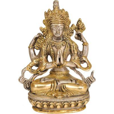 Brass Tibetan Buddhist Deity Chenrezig