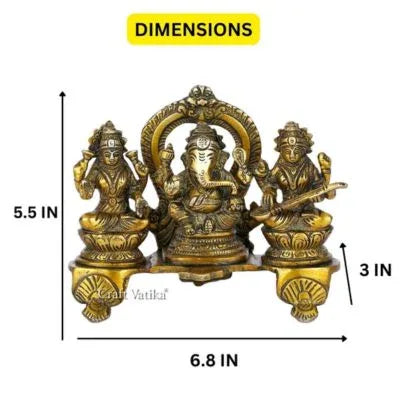 Solid brass Lakshmi Ganpati Saraswati decor-ArtyCraftz.com