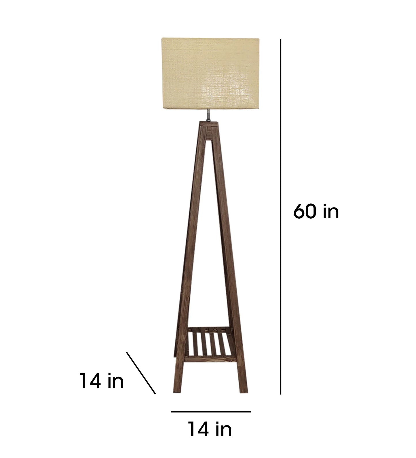 Brielle Wooden Floor Lamp with Brown Base and Beige Fabric Lampshade - ArtyCraftz.com