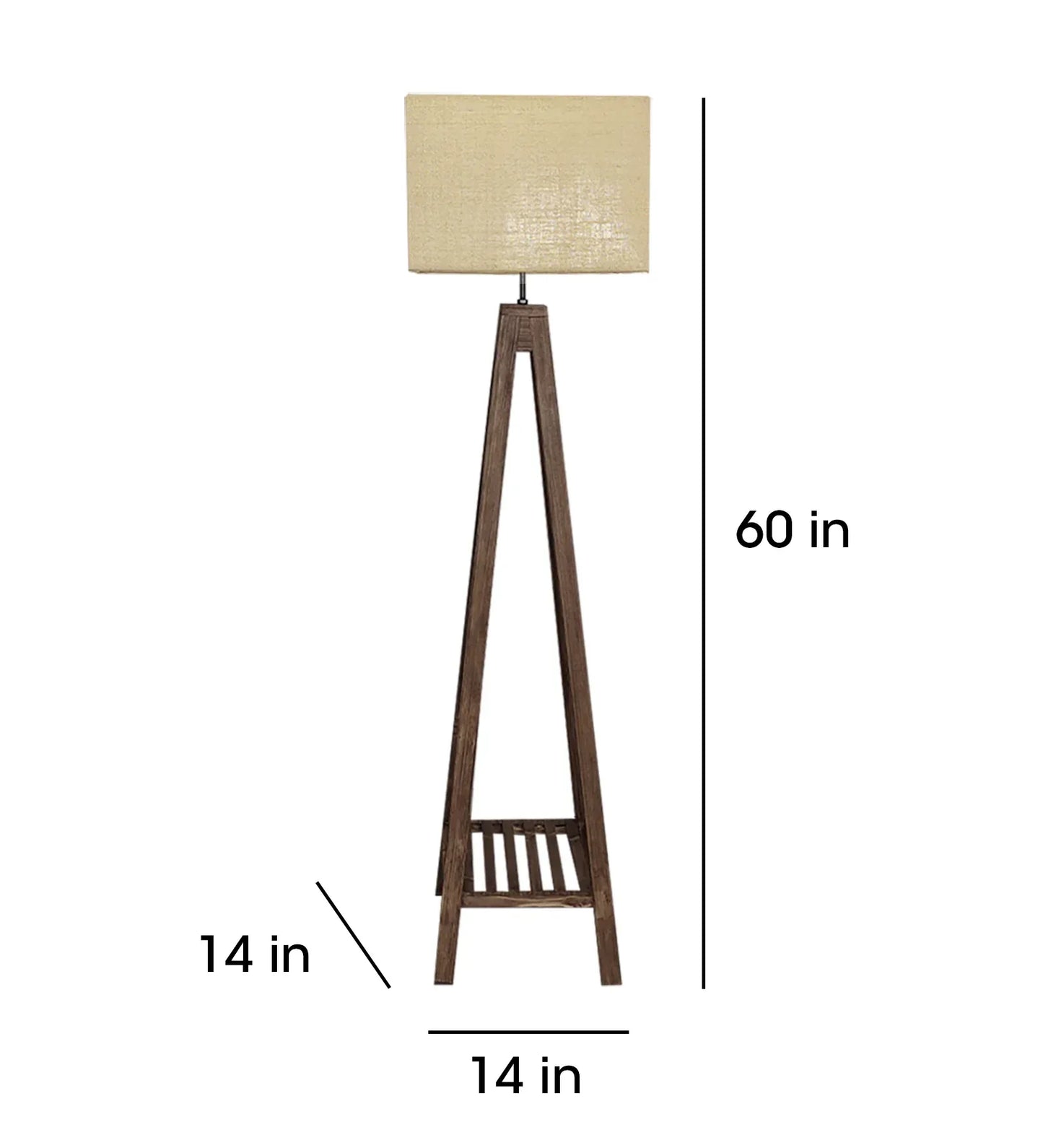 Brielle Wooden Floor Lamp with Brown Base and Beige Fabric Lampshade - ArtyCraftz.com