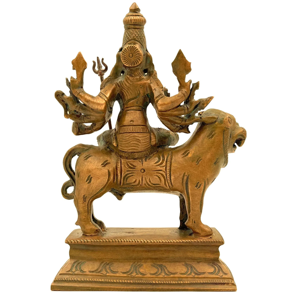 Brass Goddess Durga idol seated on lion-artycraftz.com