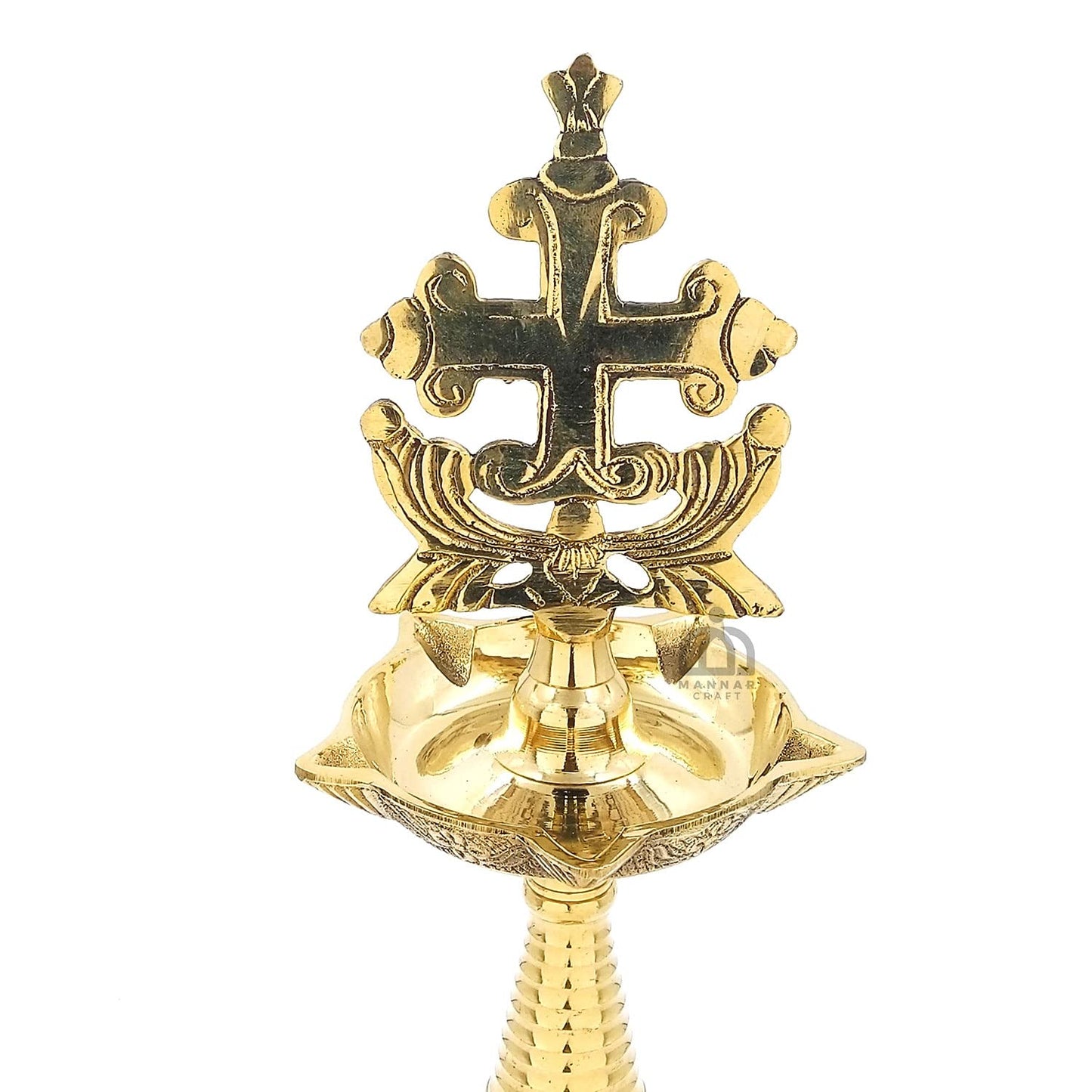 Bronze Nilavilakku With Sleeba Cross 12 Inches