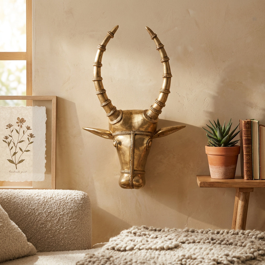 Bronze Bull Face Wall Hanging-ArtyCraftz.com