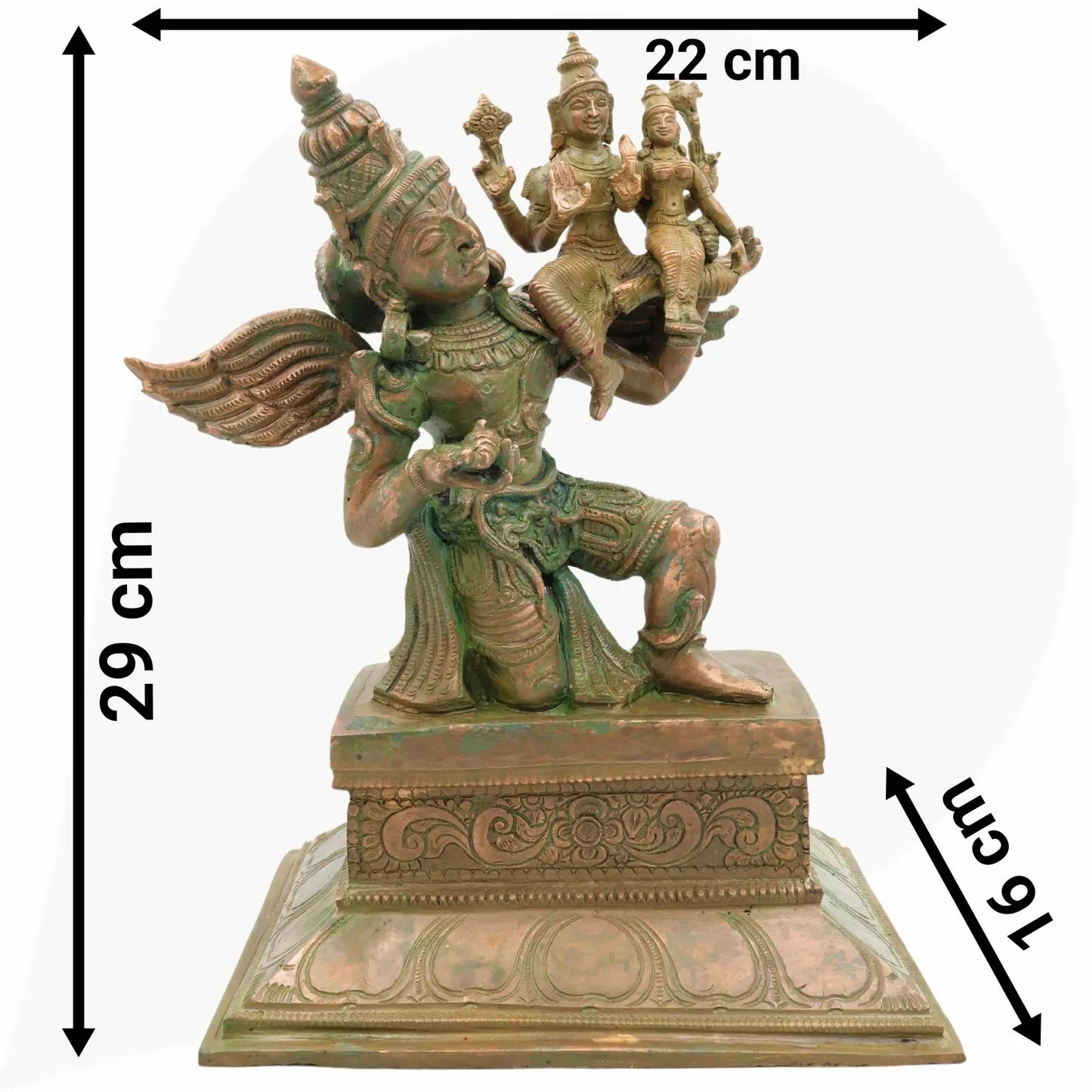 Bronze Garuda Carrying Vishnu and Lakshmi Divine Idol-ArtyCraftz.com