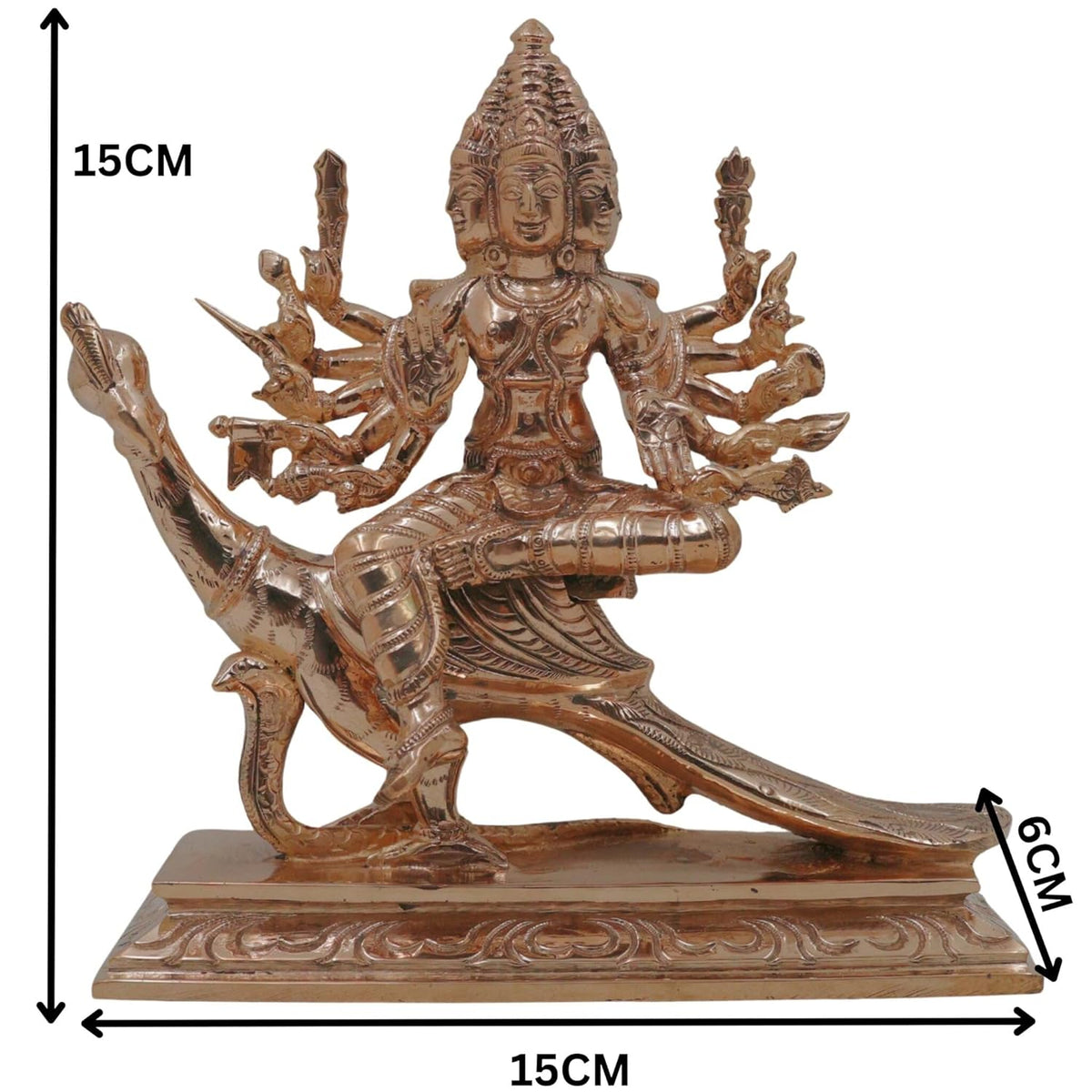 Bronze Murugan Arumugan Showpiece 15 x 15 x 6 cm Peacock Idol-ArtyCraftz.com