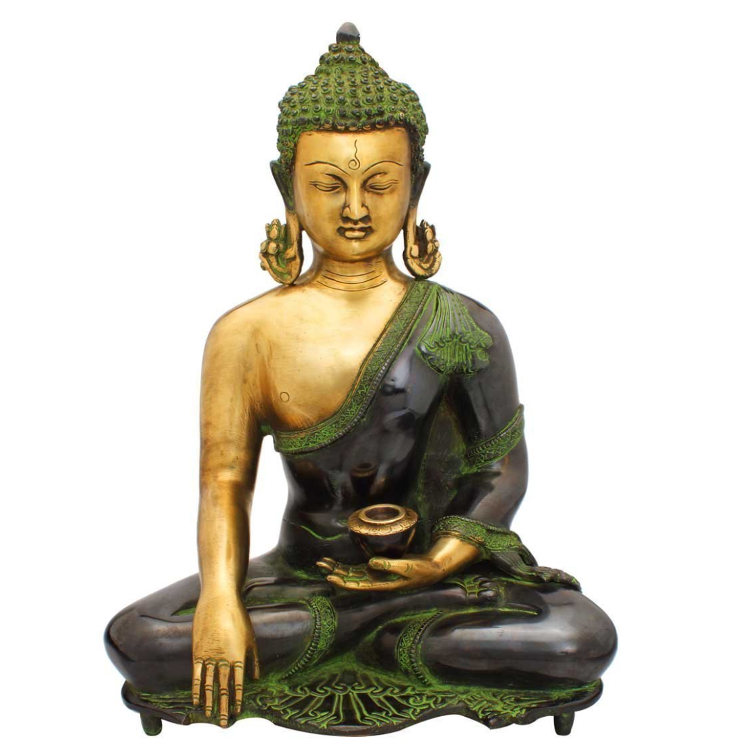Buddha Idol - Meditating Pose - Brass Idol - Black Color -Antique Decor - 16" - ArtyCraftz.com