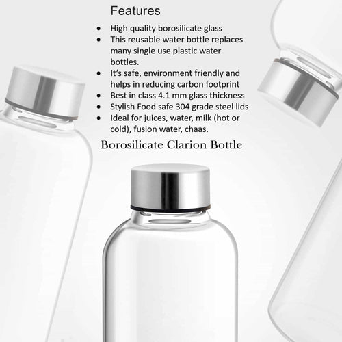 Clarion Borosilicate Glass Bottle-Water Bottle