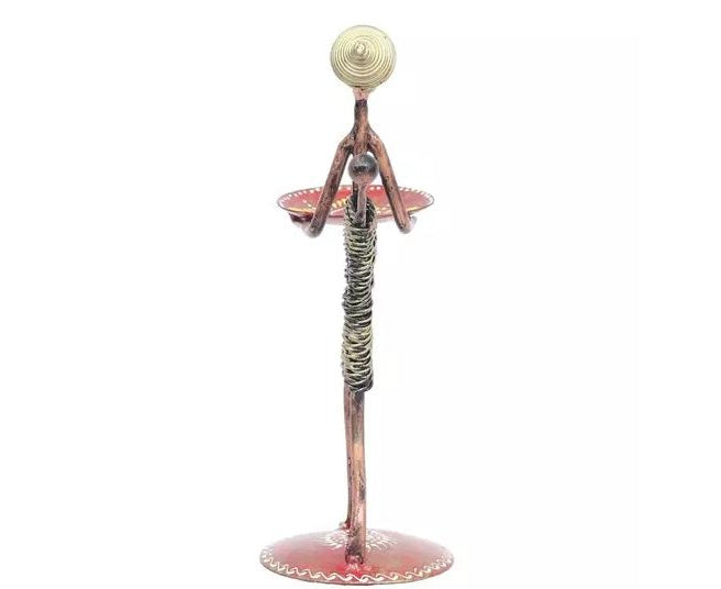 Handmade Iron Lady Statue Candle Holder for Home Decor Showpiece