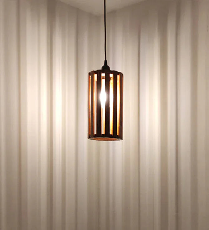 Casa Brown Wooden Single Hanging Lamp-ArtyCraftz.com