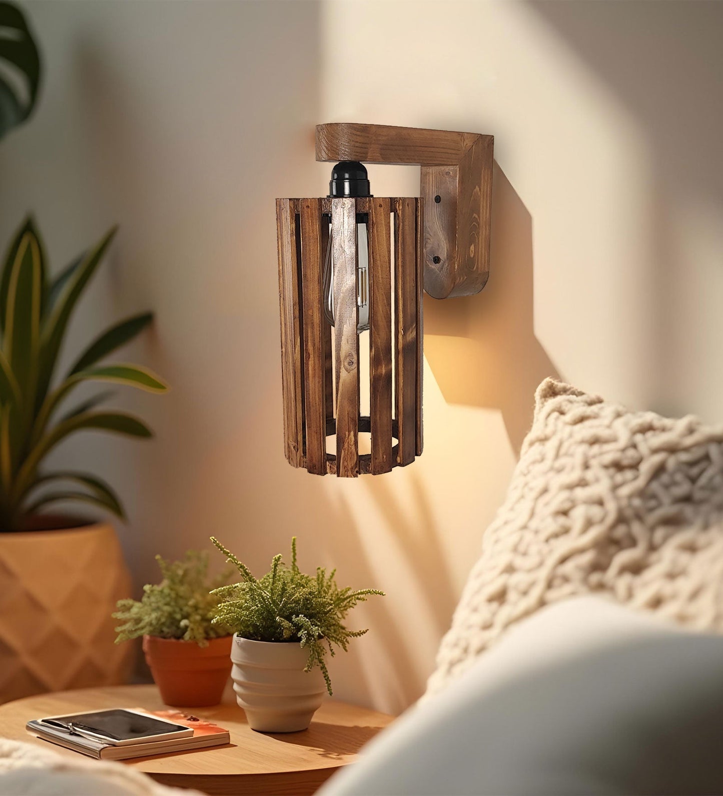 Casa Design Brown Wooden Wall Lamp
