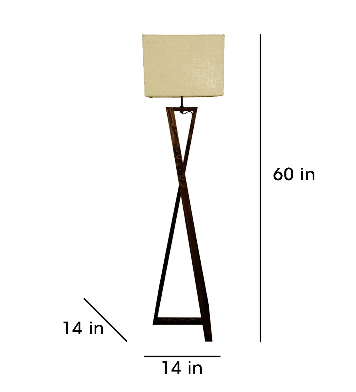 Catapult Wooden Floor Lamp with Brown Base and Beige Fabric Lampshade - ArtyCraftz.com