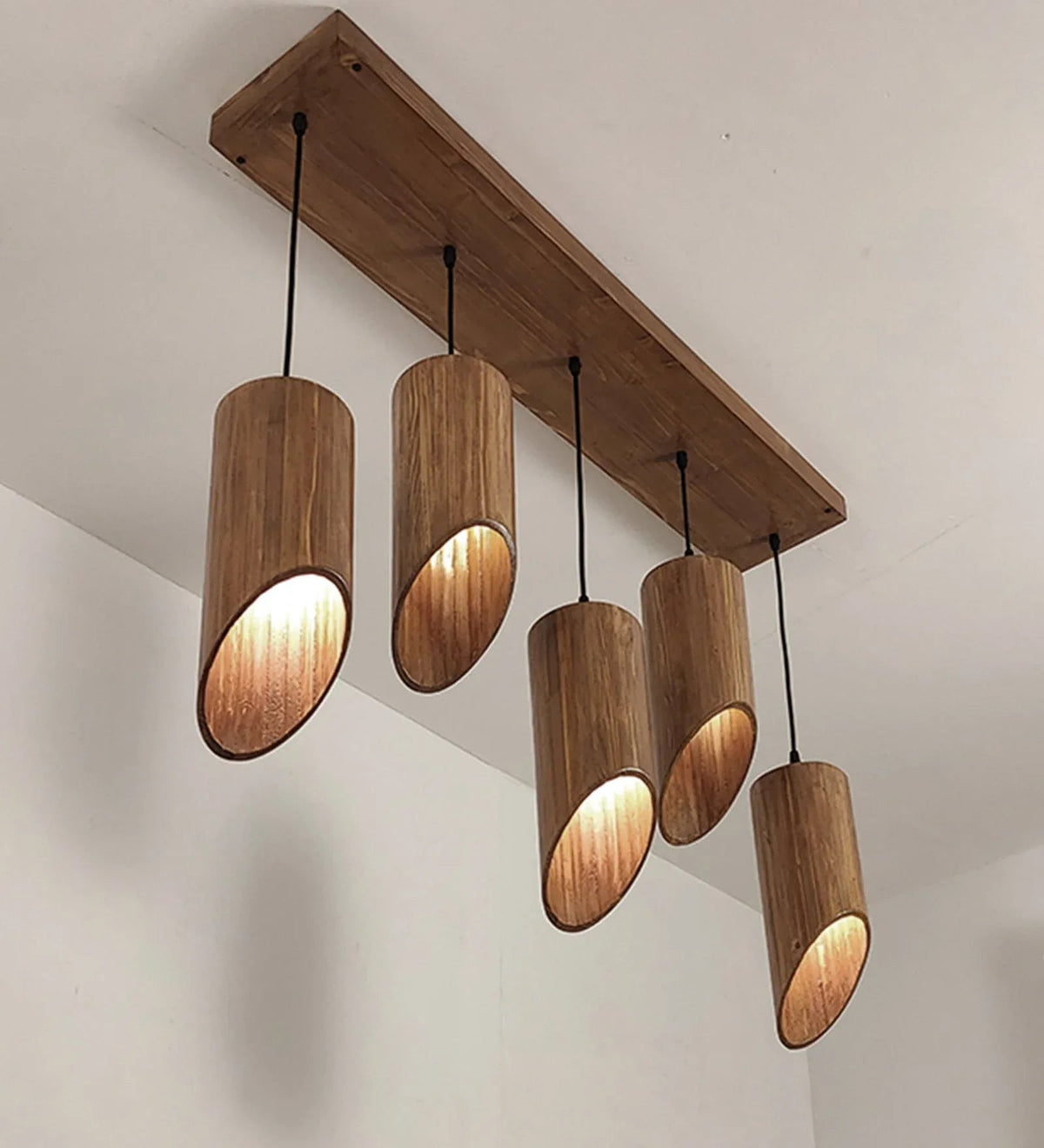 Rustic Elegance Cedar Brown 5 Series Hanging Lamp-ArtyCraftz.com