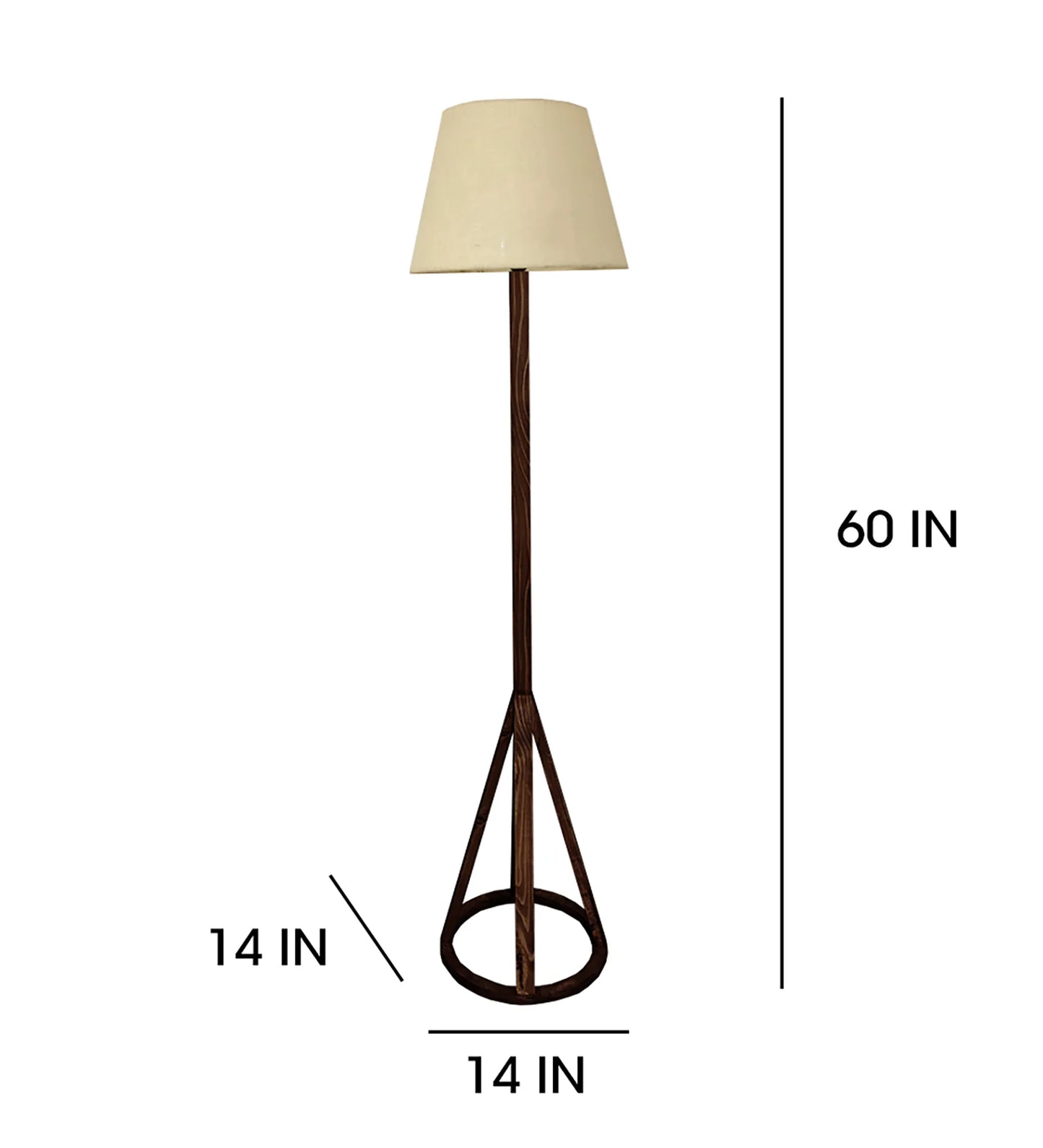 Celine Wooden Floor Lamp with Brown Base and Premium Beige Fabric Lampshade - ArtyCraftz.com