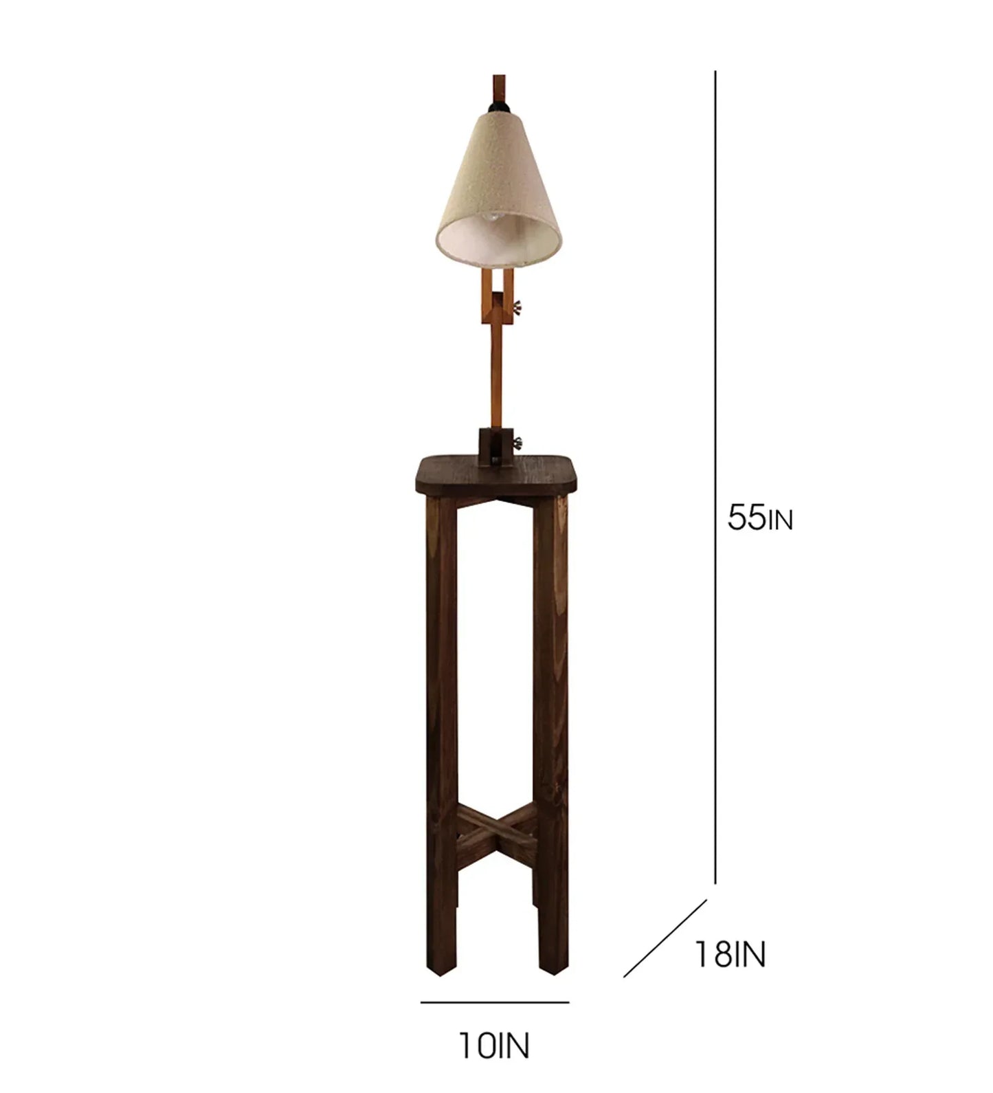 Centaur Wooden Floor Lamp with Beige Fabric Lampshade - ArtyCraftz.com