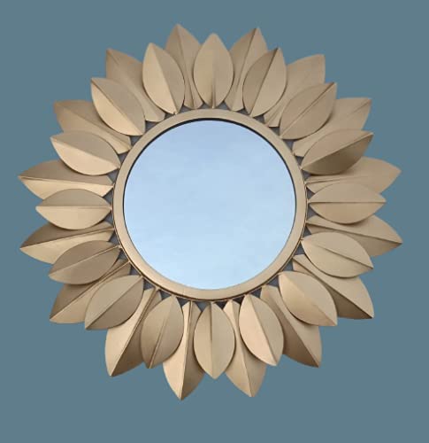 Champagne Gold Lotus Petal Wall Mirror Main Image-ArtyCraftz.com