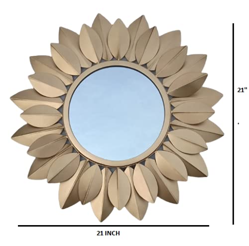 Champagne Gold Lotus Petal Wall Mirror Measurement-ArtyCraftz.com