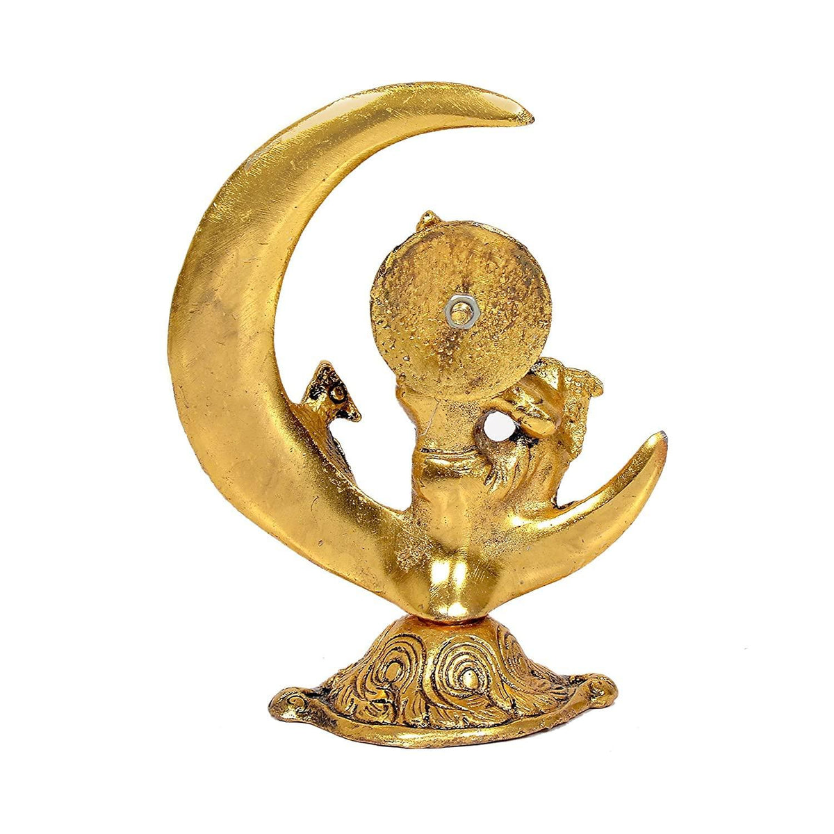 Charming 6-Inch Brass Bala Krishna Sitting on Crescent Moon Statue-ArtyCraftz.com