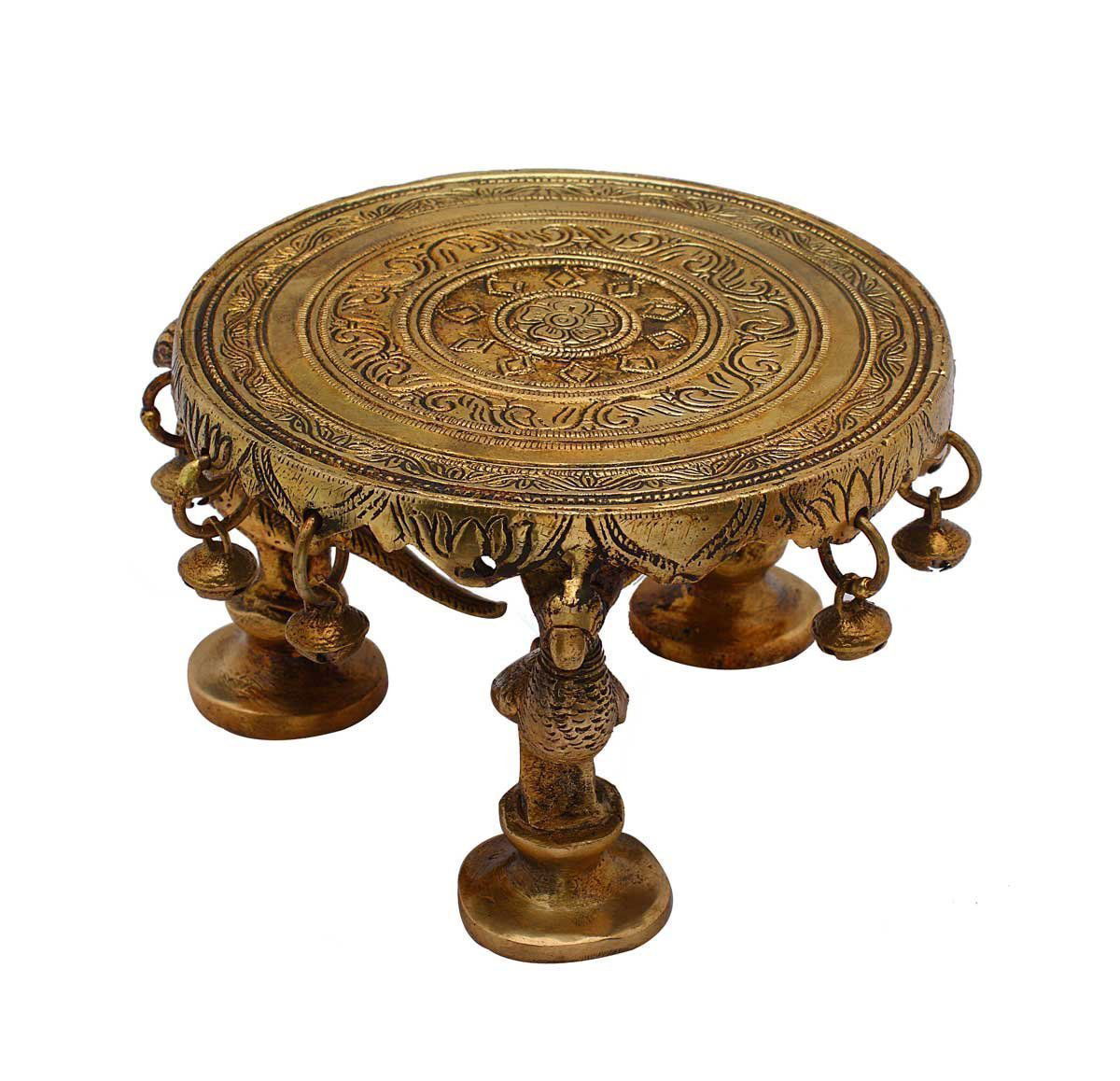 Circular Chowki Brass - Antique Home Decor - Golden Color- 6" - ArtyCraftz.com