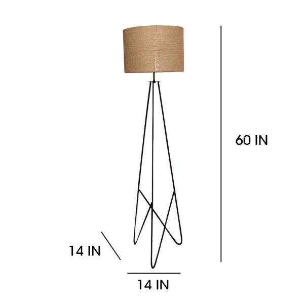 Claire Metal Floor Lamp with Beige Fabric Lampshade - ArtyCraftz.com