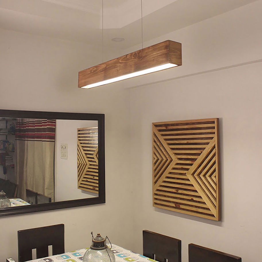 Clara 36 Brown Wooden LED Hanging Lamp - ArtyCraftz.com