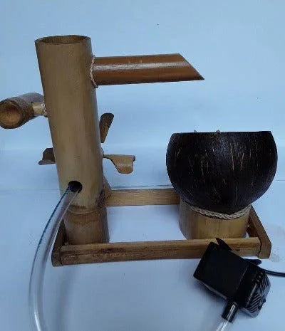 Coconut Shell with Bamboo and Turbine Fountain - ArtyCraftz.com