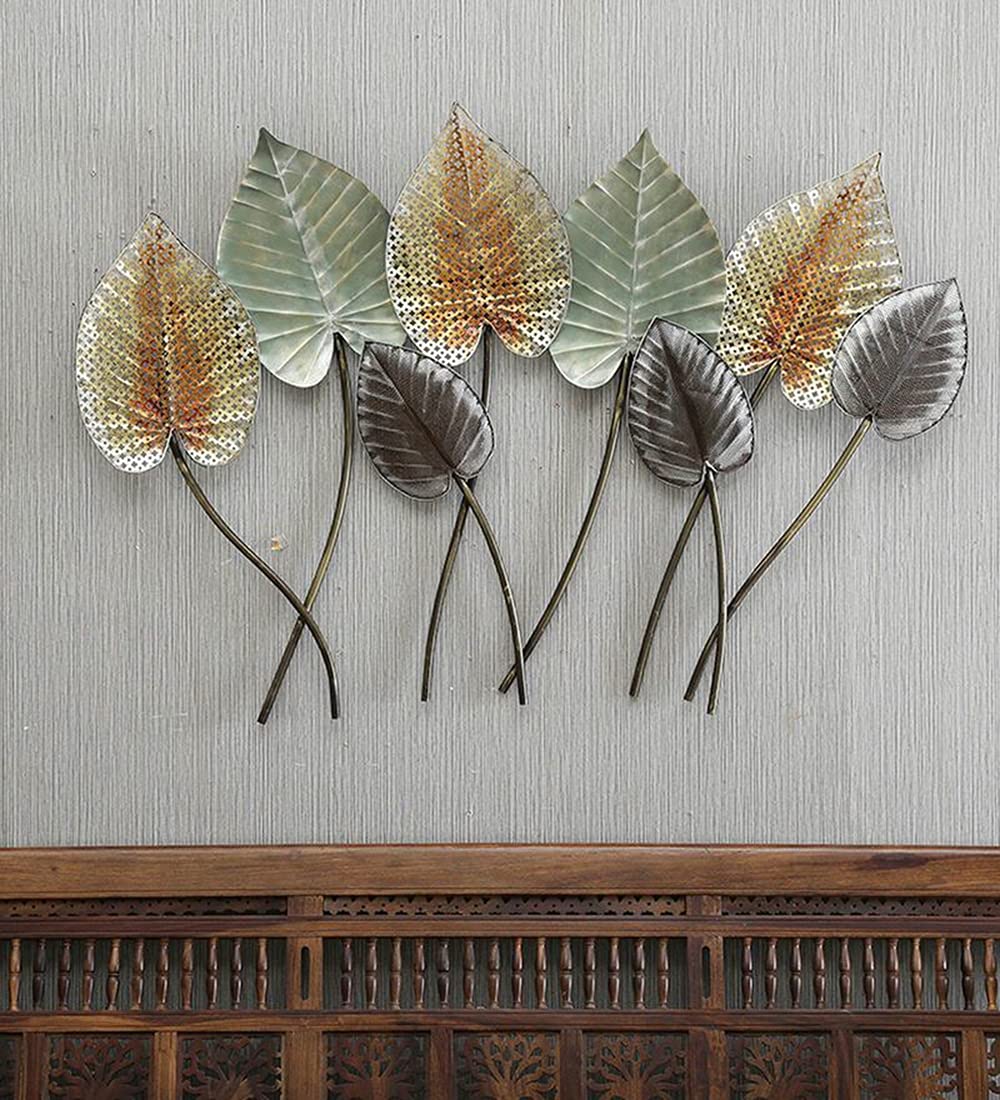 Colorful Metal Peepal Leaves Wall Art-Artyraftz.com