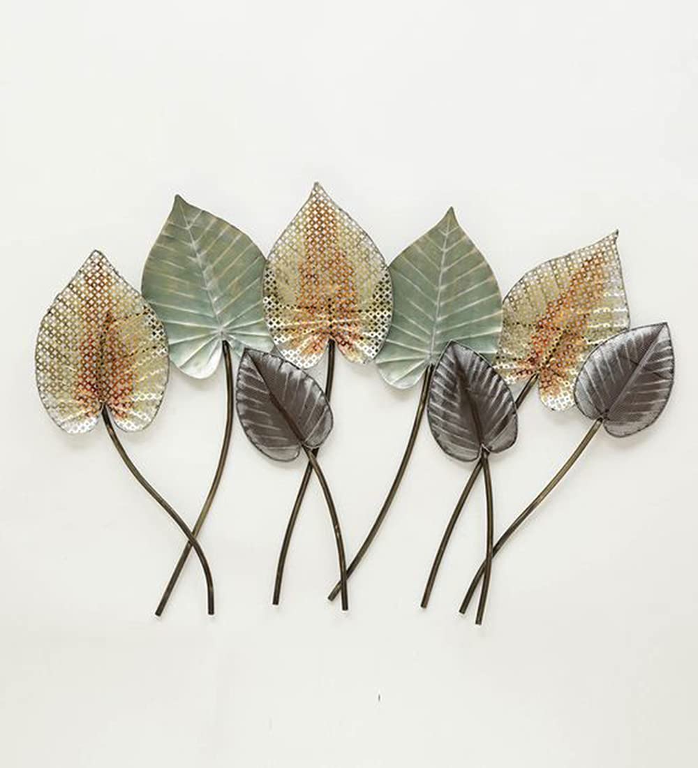Colorful Metal Peepal Leaves Wall Art-ArtyCraftz.com