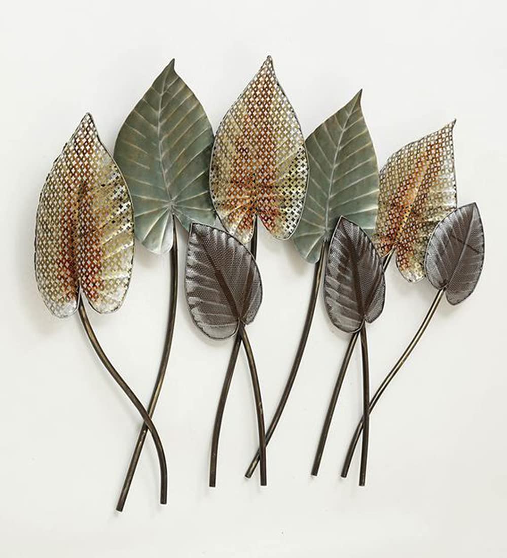 Colorful Metal Peepal Leaves Wall Art-ArtyCraftz.com