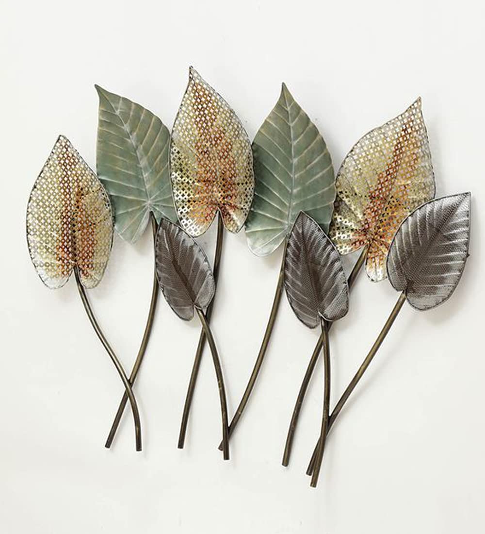 Colorful Metal Peepal Leaves Wall Art-ArtyCraftz.com