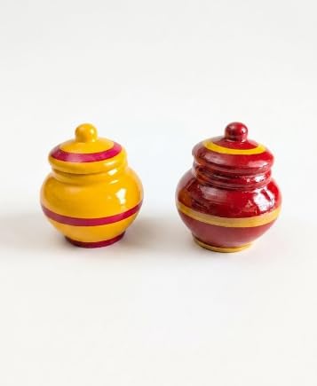 Colourful wooden kumkum box with lid for pooja essentials-artycraftz.com