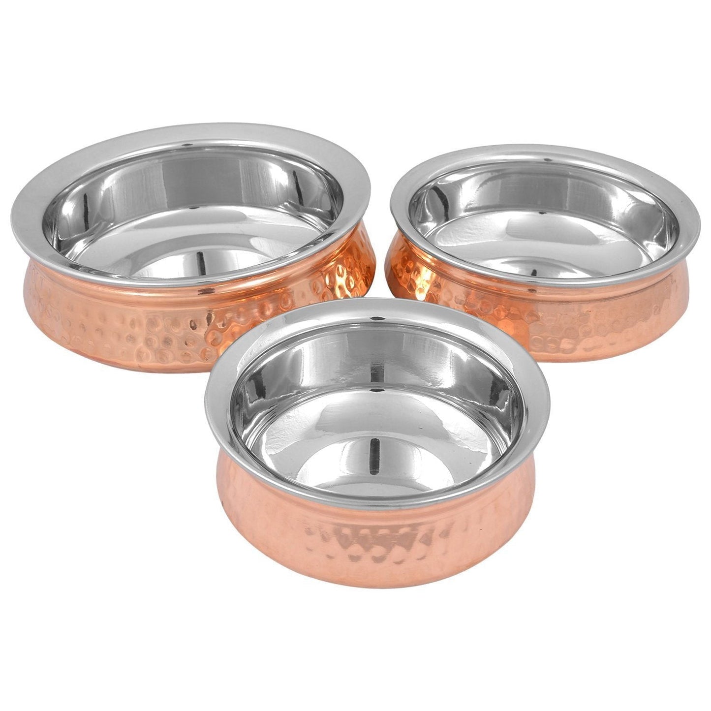 Copper Hyderabadi Handi Bowl Set of 3 - ArtyCraftz.com