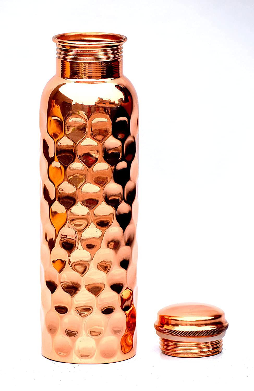 Copper Jointless Solitaire Design Leak Proof Copper Water Bottle 1Litre 1000ML - ArtyCraftz.com