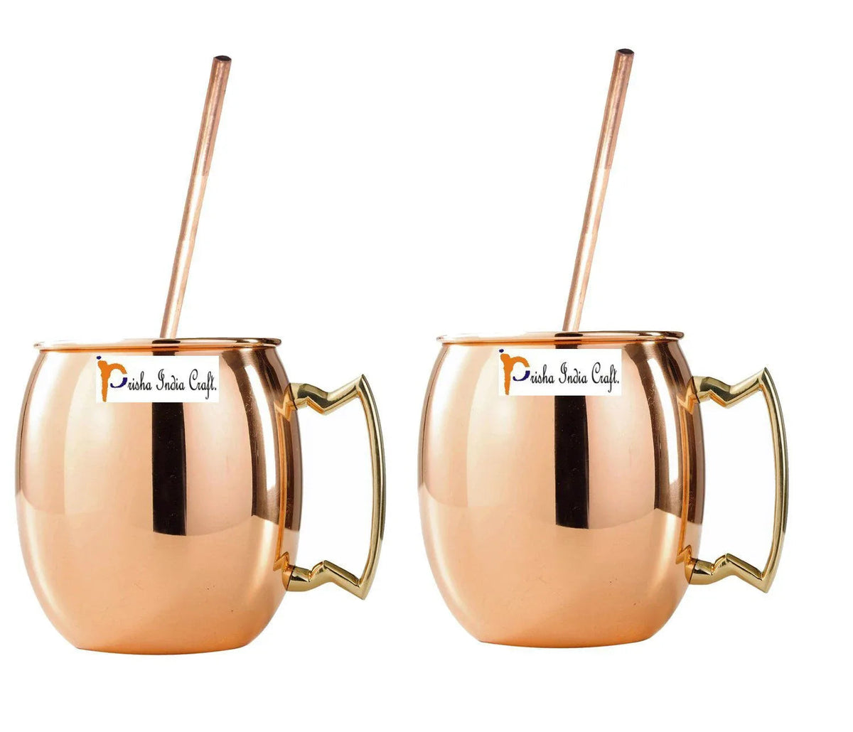 Copper Mug With Straw - 2 Pieces, Brown, 550 ml - ArtyCraftz.com