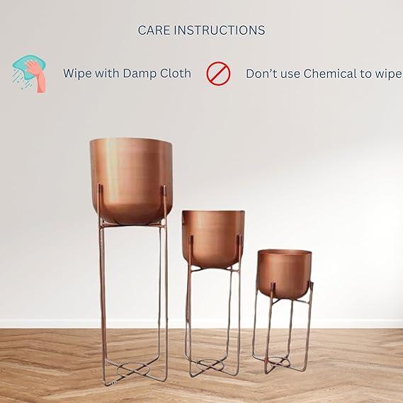 Copper Pot with Copper Stand Set of 3