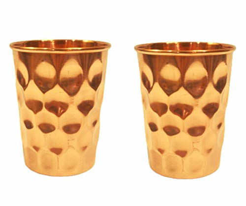 Copper Solitaire Diamond Design Glasses Tumblers 2 Piece of Glasses. - ArtyCraftz.com