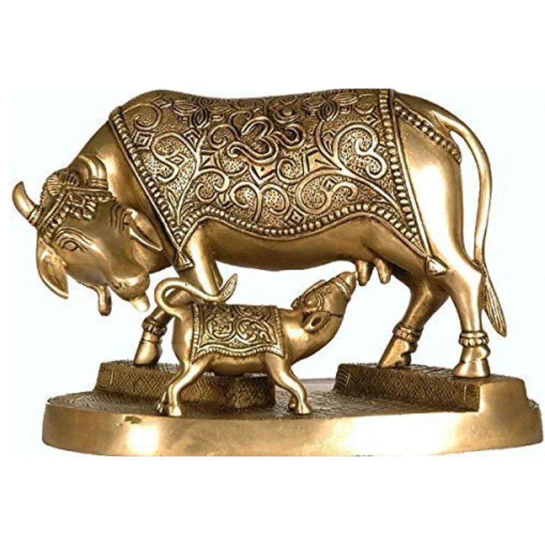 Cow Hinduism's Most Sacred Animal Licks Off The Dirt from Her Calf Home Decor 6.5 inch - ArtyCraftz.com