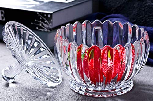 Crystal Glass Lotus Pattern Candy Sugar jar Serving Bowl Dish