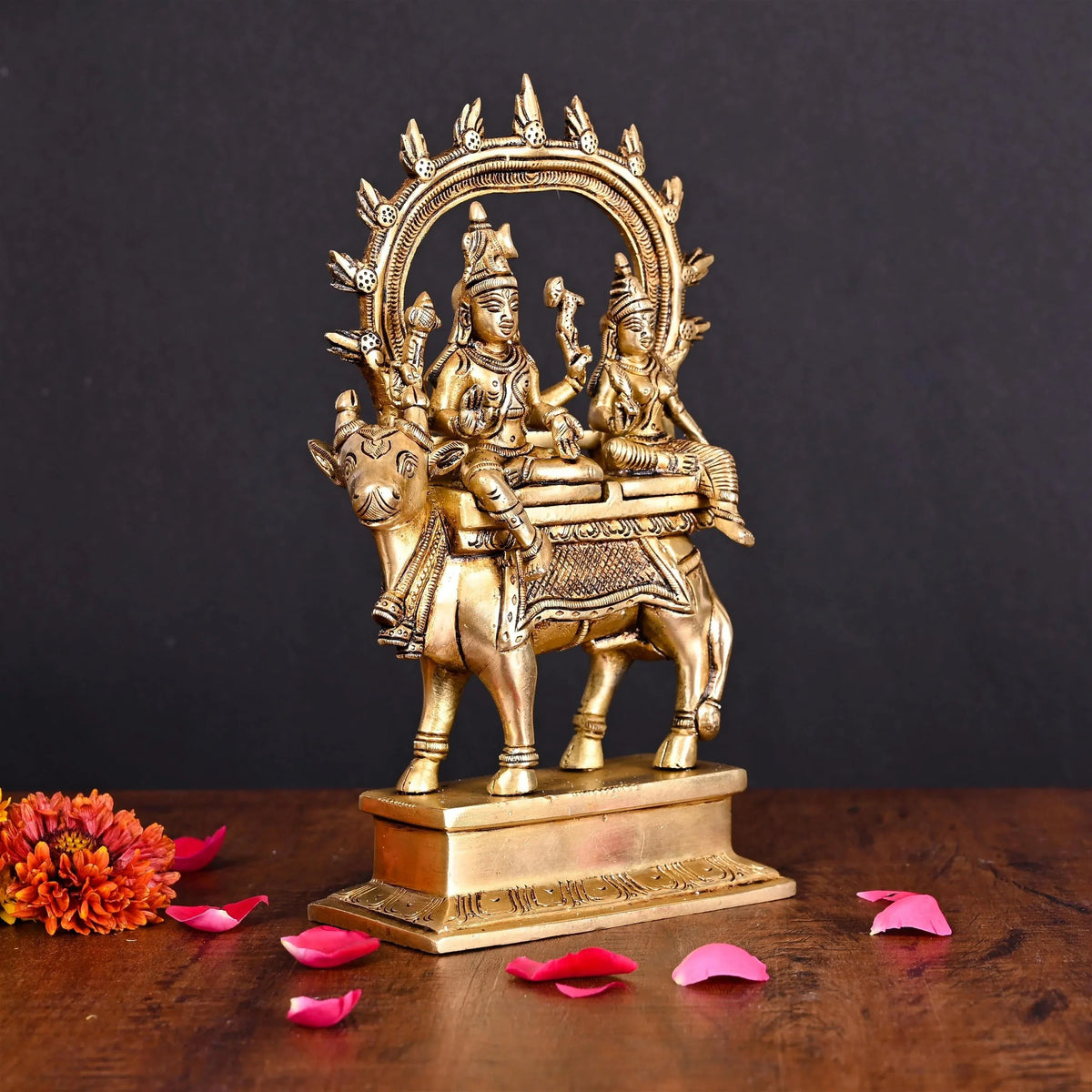 Brass Superfine Shiva Parvati with Nandi Idol (9 inch)