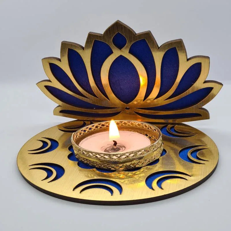 Dark Blue Lotus Multi Rangoli Tealight for Diwali, Event Decoration, Home Decoration, Wedding and Religious Festival - ArtyCraftz.com