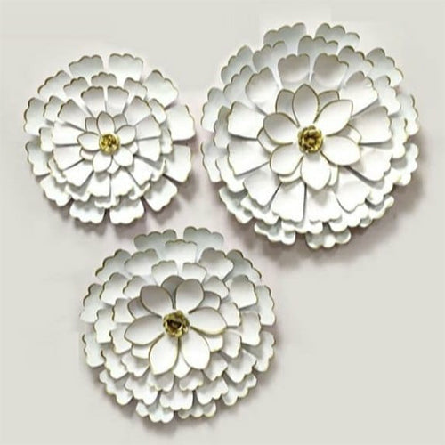 Elegant White Flower Wall Decor Set for Stylish Interiors-ArtyCraftz.com