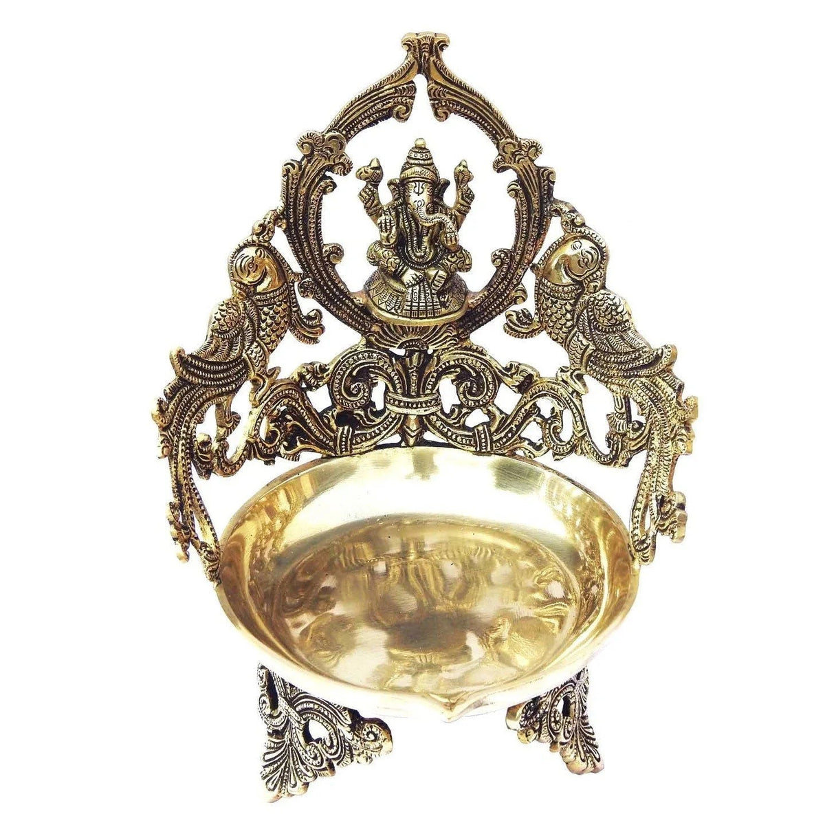 Decorative Big Size Urli or Diya with Ganesha Design Made of Brass - ArtyCraftz.com