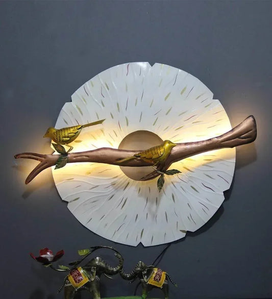 Decorative Metal Birds Wall Decor White Plate 2 Birds for Kids Room - ArtyCraftz.com