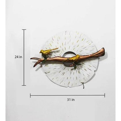 Decorative Metal Birds Wall Decor White Plate 2 Birds for Kids Room - ArtyCraftz.com