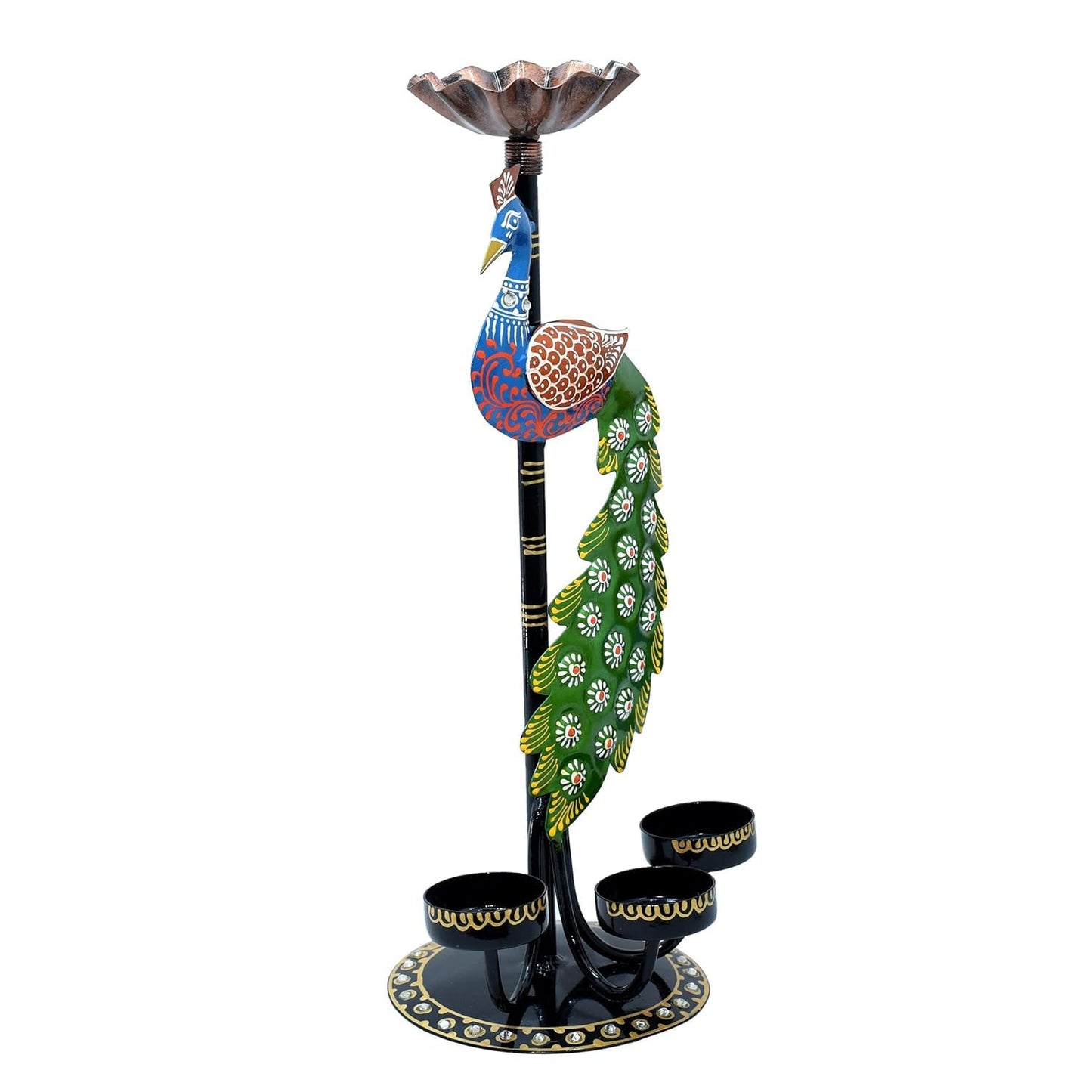 Decorative Peacock Metal Figurine 4 T-Light Holder